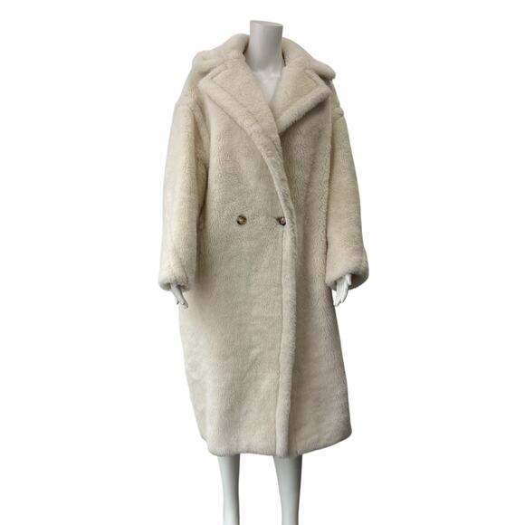 $4290 Max Mara White Ivory Tedgirl Teddy Long Coat Jacket size Medium - Picture 2 of 11
